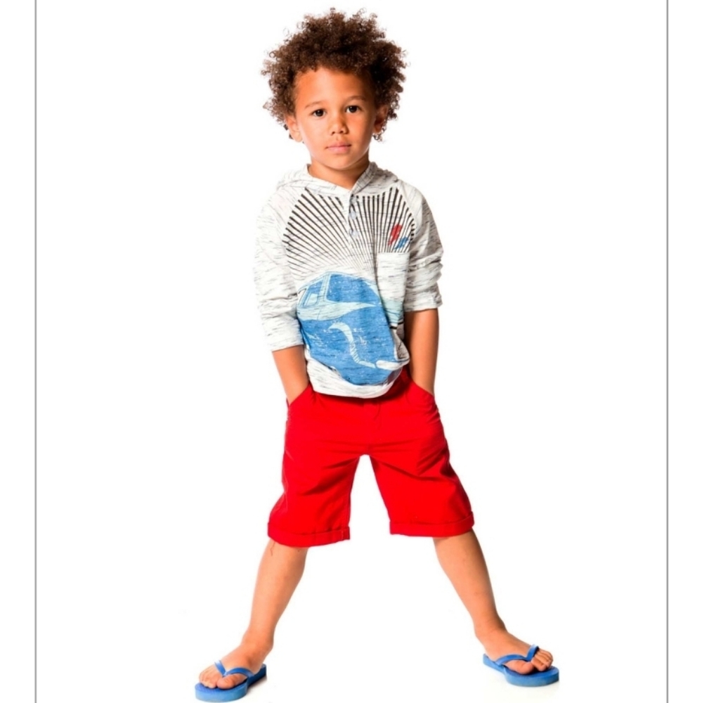 NWT deux par deux Boy's Red Burmuda Shorts, 3yrs